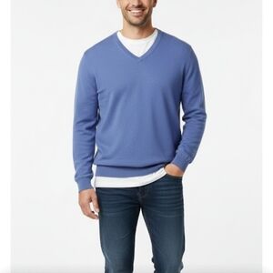 Brooks Brothers Elegant V-Neck Blue Sweater for Men
